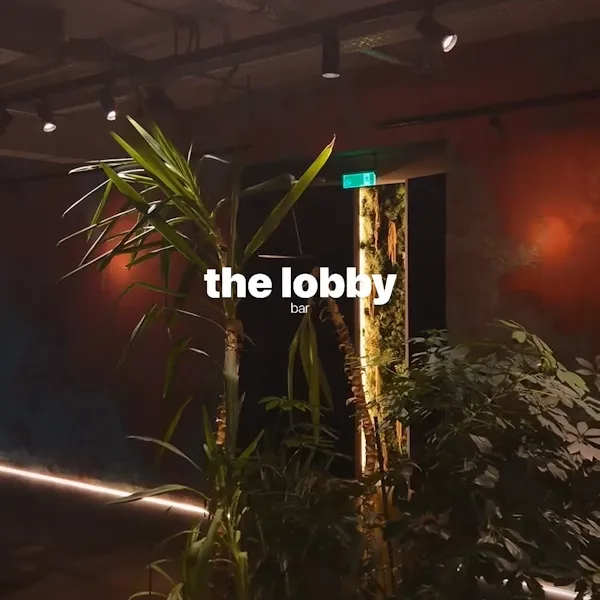 the lobby bar, with plants and low light